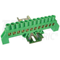 TRACON TRACON NPE-G8-12 Szigetelt földelősín (N/PE), zöld 230/400VAC, 100A, 8×12mm, 12P, IP20