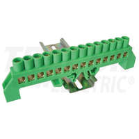 TRACON TRACON NPE-G8-14 Szigetelt földelősín (N/PE), zöld 230/400VAC, 100A, 8×12mm, 14P, IP20