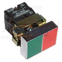 TRACON TRACON NYKK8325T Tokozott kettős BE-KI nyomógomb, fémalap, zöld+piros 1×NC+1×NO, 3A/400V AC, IP44