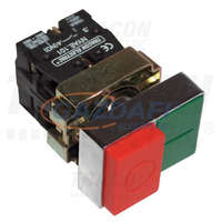 TRACON TRACON NYKK8425 Kettős BE-KI nyomógomb, fémalap, zöld+piros kiálló 1×NC+1×NO, 3A/400V AC, IP42