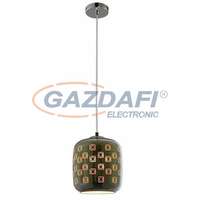 OPTONICA OPTONICA PD9015 3D üveg függesztett, henger alakú lámpa, négyzet mintás, króm - 40W E27 200x213mm
