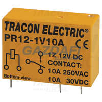 TRACON TRACON PR12-1V10A Print relé 12V DC / 1×CO (10A, 230V AC / 30V DC)