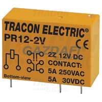 TRACON TRACON PR12-2V Print relé 12V DC / 2×CO (5A, 230V AC / 30V DC)