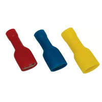 TRACON TRACON PTCSH5 Teljes szigetelésű rátolható csatl. hüvely, sárgaréz, piros 1,5mm2, 4,8×0,8mm