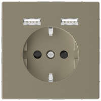 SCHNEIDER SCHNEIDER MTN2366-6033 MERTEN 2P+F dugalj csatlakozóaljzat, dupla USB töltővel, 16A/2.4A, D-Life, szahara
