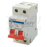 TRACON TRACON TDS 2P 63A C Kismegszakító, színes karral, 2 pólus, C karakterisztika 63A, 6kA (TDS 2P C63A)