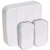 TRACON TRACON BELLW1-2V1 Vezeték nélküli csengő, négyzetes, 2 adó, 1 vevő 3×AA, 1×CR2032, IP44, 100m, 10 music