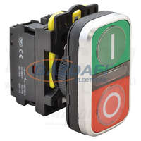 TRACON TRACON NYG3-D1 Kettős BE-KI nyomógomb, I-O, zöld+piros 1×NO+1×NC, 5A/230V AC-15, IP65