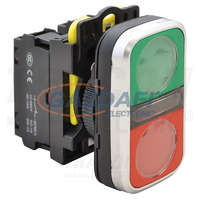 TRACON TRACON NYG3-DL Kettős világító BE-KI nyomógomb, zöld+piros 1×NO+1×NC, 5A/230V AC-15, IP65, LED 230V AC/DC