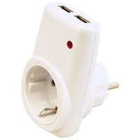 TRACON TRACON USBD Csatlakozóaljzat adapter 2 dbUSB porttal, fehér 85-265 VAC 50/60 Hz; USB: 5 VDC, max. 2,1 A