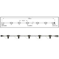 TRONIX TRONIX 010-006 elosztó, 5 férőhelyes, 1 m, fekete, IP44