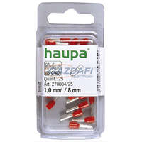 HAUPA HAUPA 270804 Szigetelt érvéghüvely, 1mm2, 8mm, piros, 100 db/csomag
