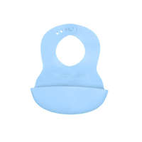 BABYONO BABYONO Puha műanyag előke zsebbel BPA-mentes kék 6 hónapos kortól