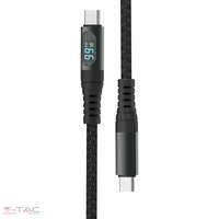 V-TAC USB C szövet kábel 1 méter fekete 5A - 7746 V-TAC