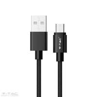 V-TAC Micro USB fonott kábel 1m fekete 2,4A Platina széria - 8488 V-TAC