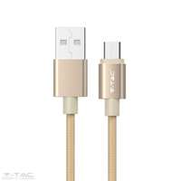 V-TAC Micro USB fonott kábel 1m arany 2,4A Platina széria - 8490 V-TAC