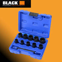 BLACK Black sérült csavar leszedő gépi dugókulcs készlet 9-19MM, CR-MO ACÉL, 11DB 10315