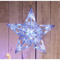 HOFF 3D csillag 40 fehér + kék LED, Hoff, akril, 40 x 40 cm