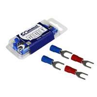 Commel Szigetelt villás saru, 0.5-1.5mm2/4,3mm, 25db/csomag