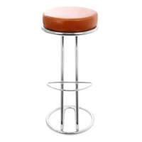 Bárszék, Zeta, krómozott acélból + világosbarna bőr, 96 cm