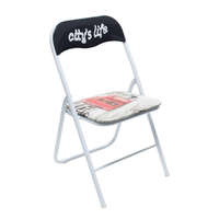  Konyha / nappali szék, kárpitozott, fehér acél, fekete + piros PVC