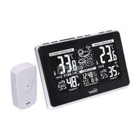 HOME HOME HCW 25 - Home HCW 25 időjárás-állomás külső jeladóval, negatív, fehér LCD kijelző, beltéri hőmérséklet és páratartalom, digitális óra, naptár