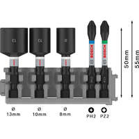 Bosch BOSCH PRO Bithegy és csavarbehajtó klt. 5 részes 50 mm (PH2,PZ2 / 8,10,13 mm) Pick & Click