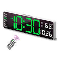 WPOWER LED-es óra dátum-hőmérséklet kijelzéssel, távirányítós, fehér-zöld
