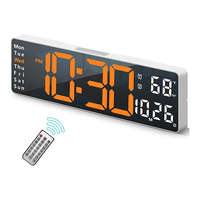 WPOWER LED-es óra dátum-hőmérséklet kijelzéssel, távirányítós, fehér-narancs