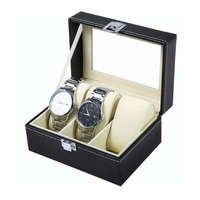 XMAX XMAX óratartó doboz átlátszó fedéllel 3 db órának, fekete