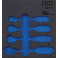 BGS technic BGS technic 1/6 Szerszámtálca szerszámkocsihoz, üresen: 4 részes racsnis nyitott kulcs (fékcsőkulcs) készlethez (nem tartozék) (BGS 30833-1)