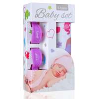 T-tomi T-tomi Baba szett, prémium BIO bambusz fürdőlepedő+2db csipesz,pink elefánt-lila
