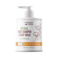 Wooden Spoon Wooden Spoon Natural BIO baba sampon és tusfürdő, Cotton Kiss, 300ml (Puha, selymes habú fürdető)