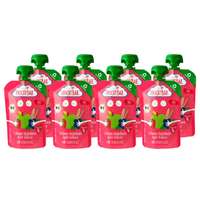 Fruchtbar Fruchtbar Bio Eper, áfonya, alma, teljes kiőrlésű gabona 6hó 8x100g (100%-ban újrahasznosítható)