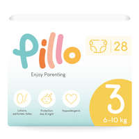 Pillo Pillo prémium minőségű, szuper nedvszívó, hipoallergén pelenka 3 (midi), 6-10kg, 28db