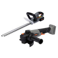 Sthor akkus sövényvágó 20V 450 mm 2 AH akkuval és töltővel + STHOR akkumlátoros sarokcsiszoló 125 mm 20V 2Ah (akku + töltő nélkül)