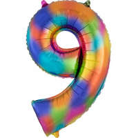  Rainbow óriás szám fólia lufi 9-es, 86*55 cm