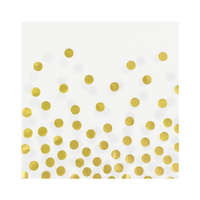  Gold Dots White, Pöttyös szalvéta 12 db-os 33x33 cm