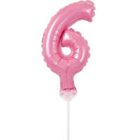  Rózsaszín 6-os Pink szám fólia lufi tortára 13 cm