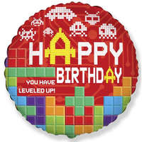  Lego mintázatú Happy Birthday Bricks fólia lufi 48 cm