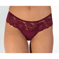 Lemila EXTRA méretű női FÉLTANGA pamut csipke-derékkal Bordó, 3XL