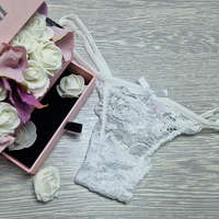 Lucifer Lucifer állítható pántos csipke tanga Fehér