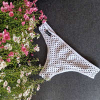 Barones Barones szegett szélű pamut TANGA FEHÉR FEKETE-PÖTTYÖS L