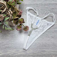 Barones Barones állítható pántos CSIPKÉS tanga „KÖVES FENÉKRÉSZ” Fehér