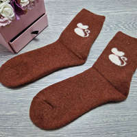 Ollike GYAPJÚ VASTAG női zokni CICA mintás Rozsda, 38-41