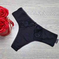 Barones Barones csipkés magas állású tanga M, Fekete