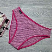 Barones Barones bikini fazonú pamut női bugyi CSÍKOS szürke-rózsaszín 2XL