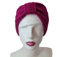 Női kötött fülpánt-fejpánt élén azálea