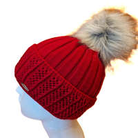 Női kötött polár béléses sapka Piros