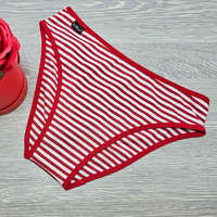 Barones Barones bikini fazonú pamut női bugyi piros-fehér keskeny csíkos XL
